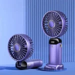 N15 LED Digital Display Rechargeable Stylish Folding Hand Fan With Mobile Stand