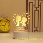 3D Heart Shape LED Night Lamp Romantic Couple Acrylic Table Light